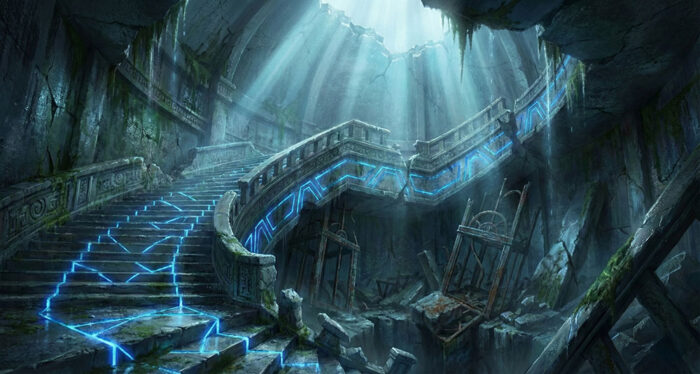 ケイロンの書庫（上階への階段）